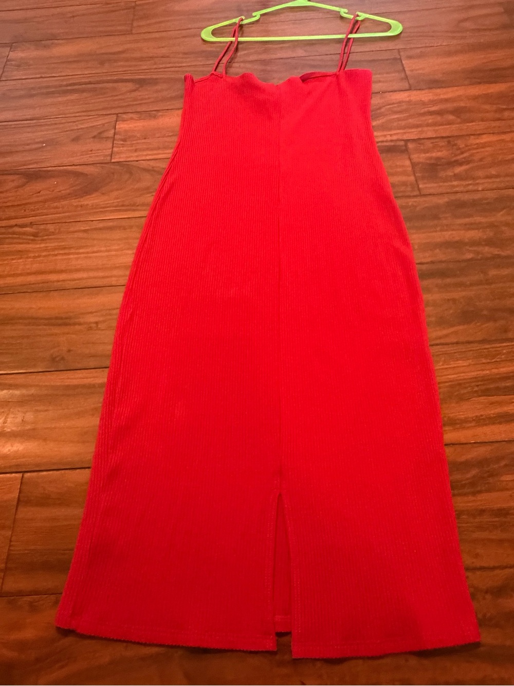 Reformation Red Ribbed Midi Slip Dress with Thin Straps - Picture 6 of 6